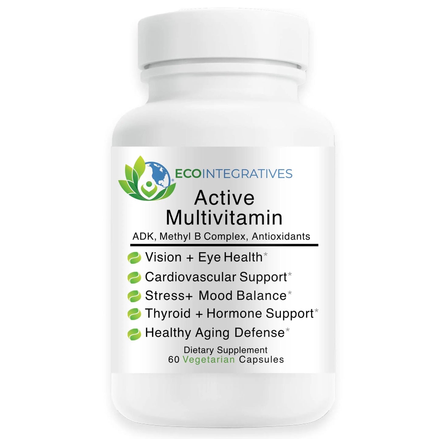 EcoIntegratives Active Multivitamin | ADK, Methyl B Complex, Antioxidants | Quatrefolic Folate, Methyl B12, P5P, Vitamin D3, K1/K2 | EcoIntegratives