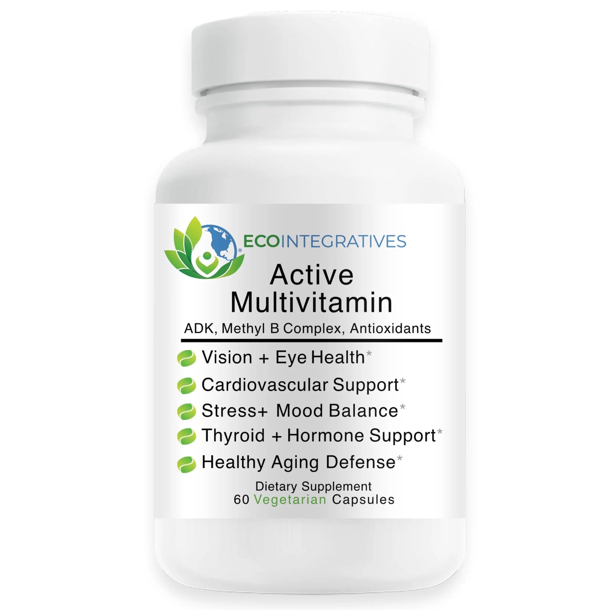 EcoIntegratives Active Multivitamin | ADK, Methyl B Complex, Antioxidants | Quatrefolic Folate, Methyl B12, P5P, Vitamin D3, K1/K2 | EcoIntegratives