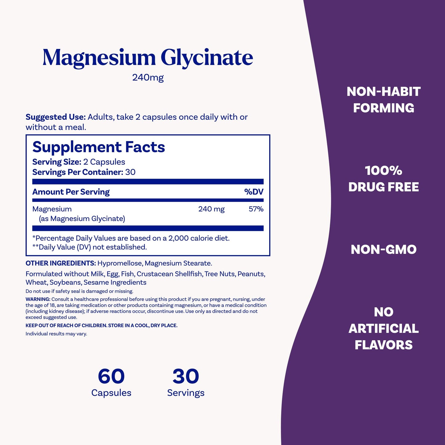 Natrol Magnesium Glycinate Supplements 240 mg - High Absorption - Calm Magnesium Glycinate for Sleep - 60 Capsules, 30 Day Supply NatrolBuy Supplements Australia