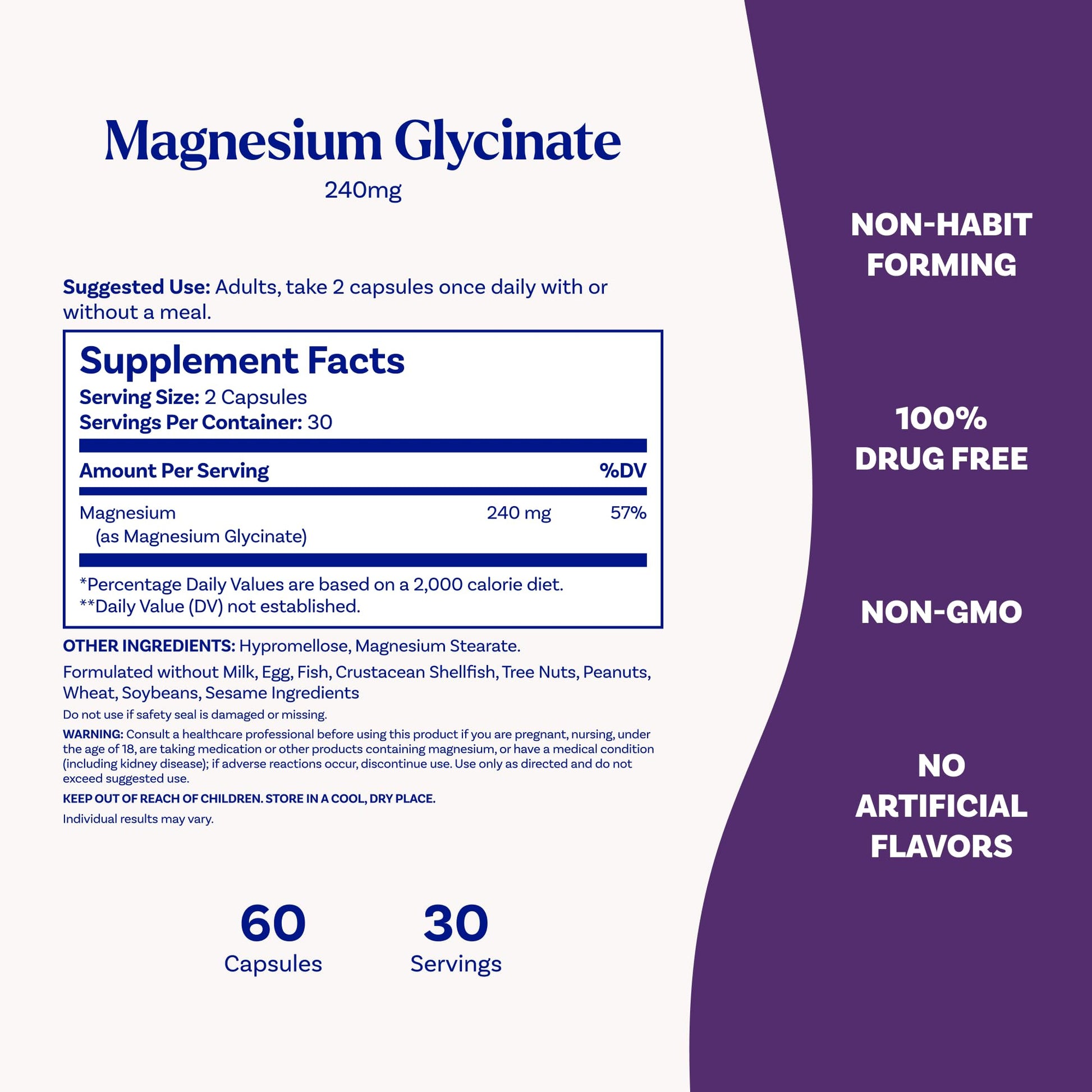 Natrol Magnesium Glycinate Supplements 240 mg - High Absorption - Calm Magnesium Glycinate for Sleep - 60 Capsules, 30 Day Supply NatrolBuy Supplements Australia