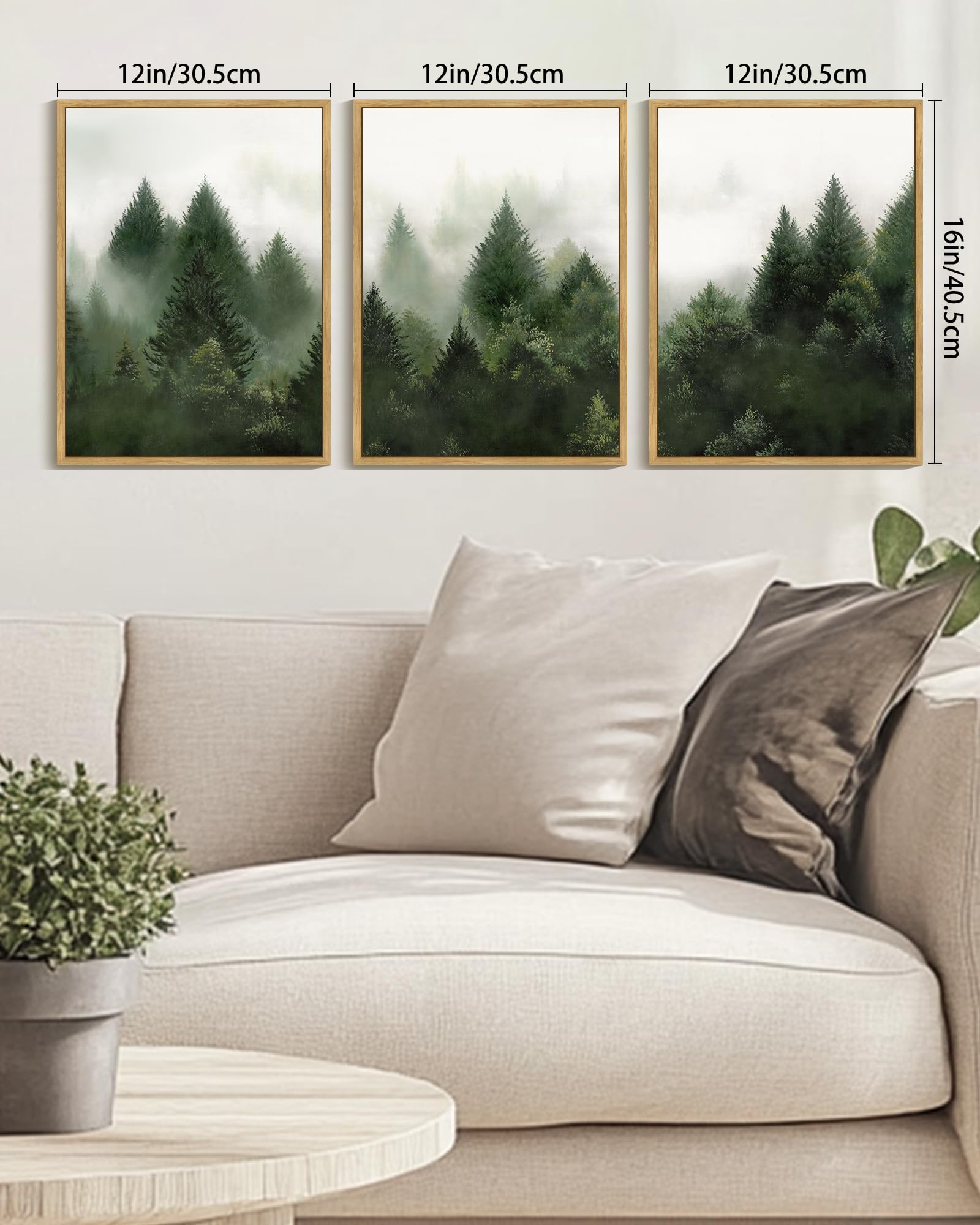 KUVIOKE Morden Green Fog Pine Tree Framed Canvas Wall Art Nature Nordic Forests Artwork Painting Bedroom Decor 12x16in (Natural Framed) KUVIOKEBuy Supplements Australia