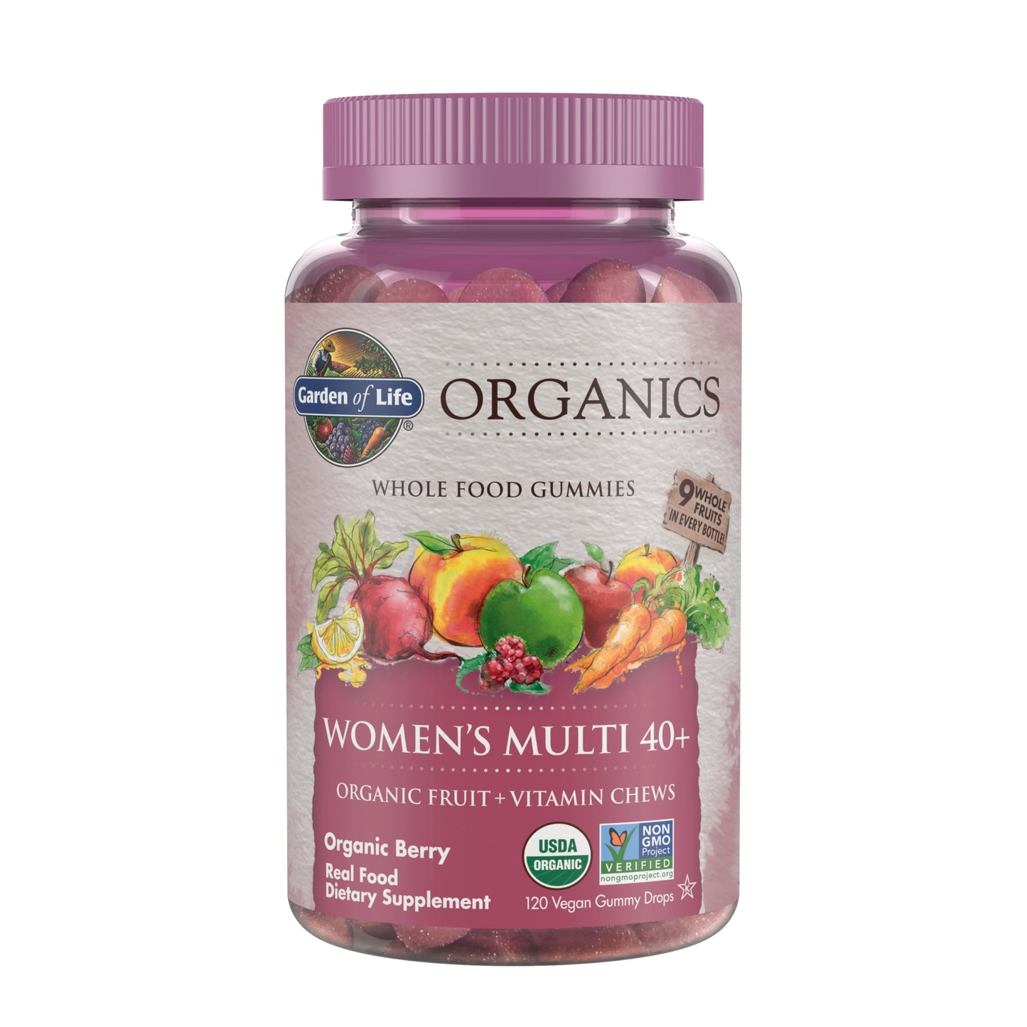 Garden of Life Organics Women 40+ Gummy Vitamins - Berry - Certified Organic, Non-GMO, Vegan, Kosher Complete Multi - Methyl B12, C & D3 Garden of LifeBuy Supplements Australia