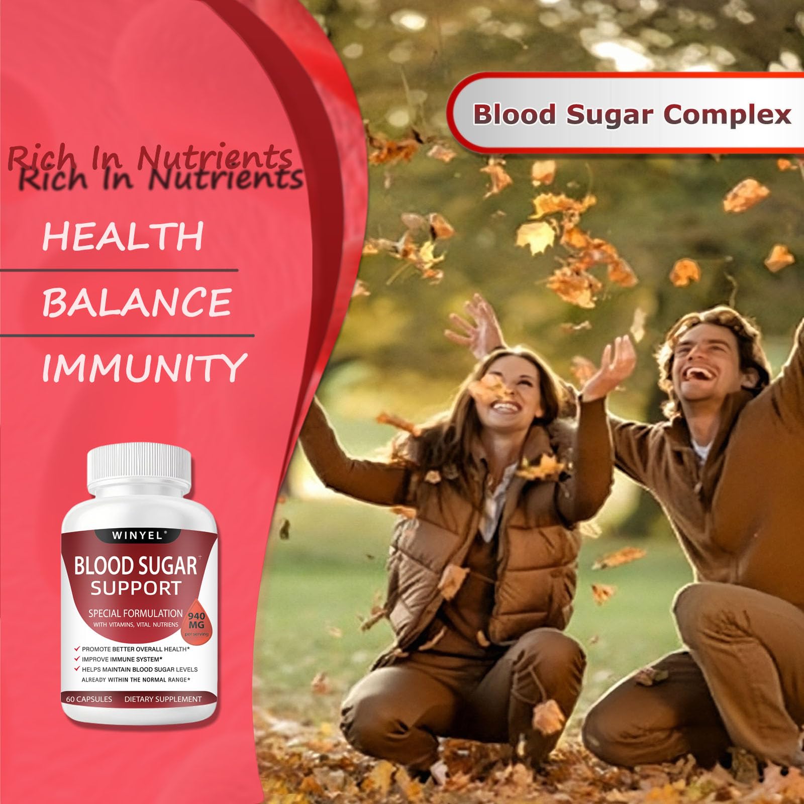 WINYEL Blood Sugar Complex Supplement - with Cinnamon, Bitter Melon, Chromium, Mulberry, Alpha Lipoic Acid, 60 Capsules WINYELBuy Supplements Australia