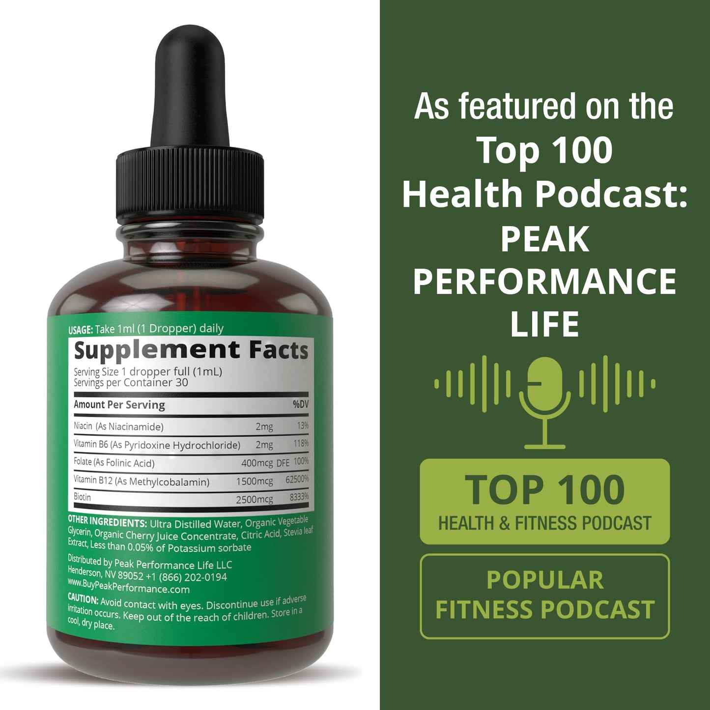 B Complex Liquid Drops Vegan Supplement. Best 5 B Vitamins with B3 Niacin, B6, B7 Biotin, B9 Folate, Methylcobalamin B12. B-Complex for Hair, Skin Nails, Energy. for Adults, Men, Women Peak PerformanceBuy Supplements Australia