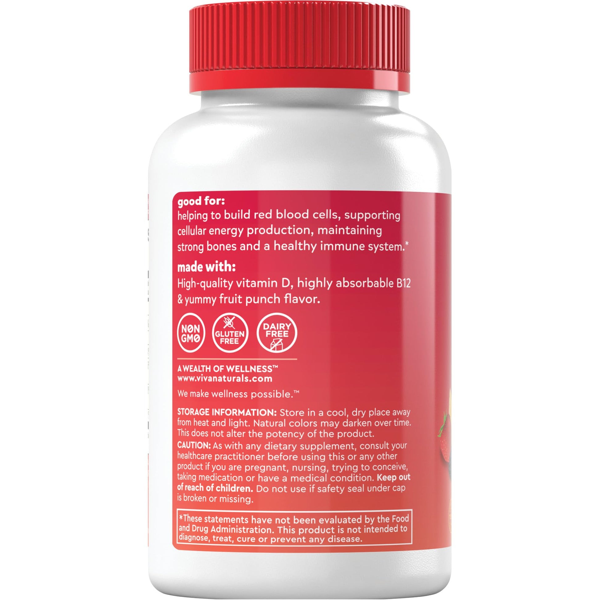 Viva Naturals Plant-Based B12 Gummies with Vitamin D3 - Chewable 5000mcg B12 Viva NaturalsBuy Supplements Australia