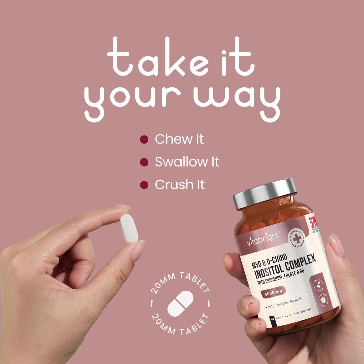 Myo and D-Chiro Inositol Complex - 4000mg per 4 Tablets - 120 Tablets (30 Day Supply) VitaBrightBuy Supplements Australia