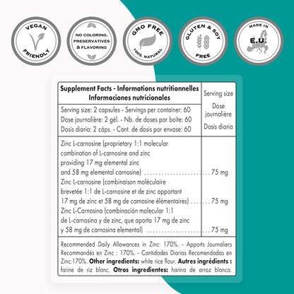 SuperSmart - Zinc L-Carnosine 75mg per Day (Well-Tolerated) - Zinc Carnosine Supplemen SupersmartBuy Supplements Australia