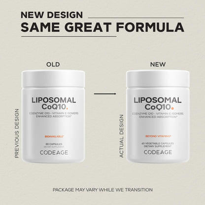 Codeage Liposomal CoQ10 Supplement - 125 mg Coenzyme Q10 with Vitamin E Isomers Tocopherols - 2-Month Supply - 1 Capsule Per Serving - Liposomal Delivery - Vegan, Non-GMO, Gluten-Free - 60 Capsules CodeageBuy Supplements Australia