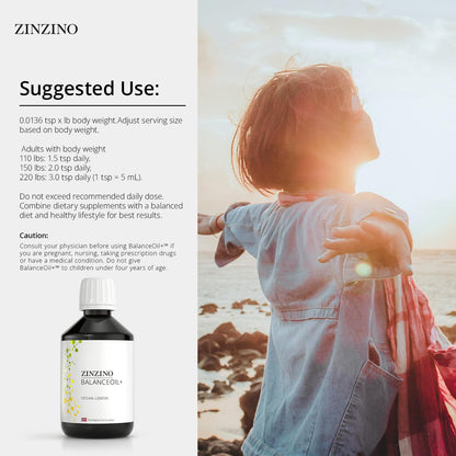 Zinzino - BalanceOil+ Vegan Lemon, Synergistic Blend with Marine Micro-Algae, Olive Oil, Ahiflower Seed Oil, Vegan Vitamin D3-300 ml ZINZINOBuy Supplements Australia