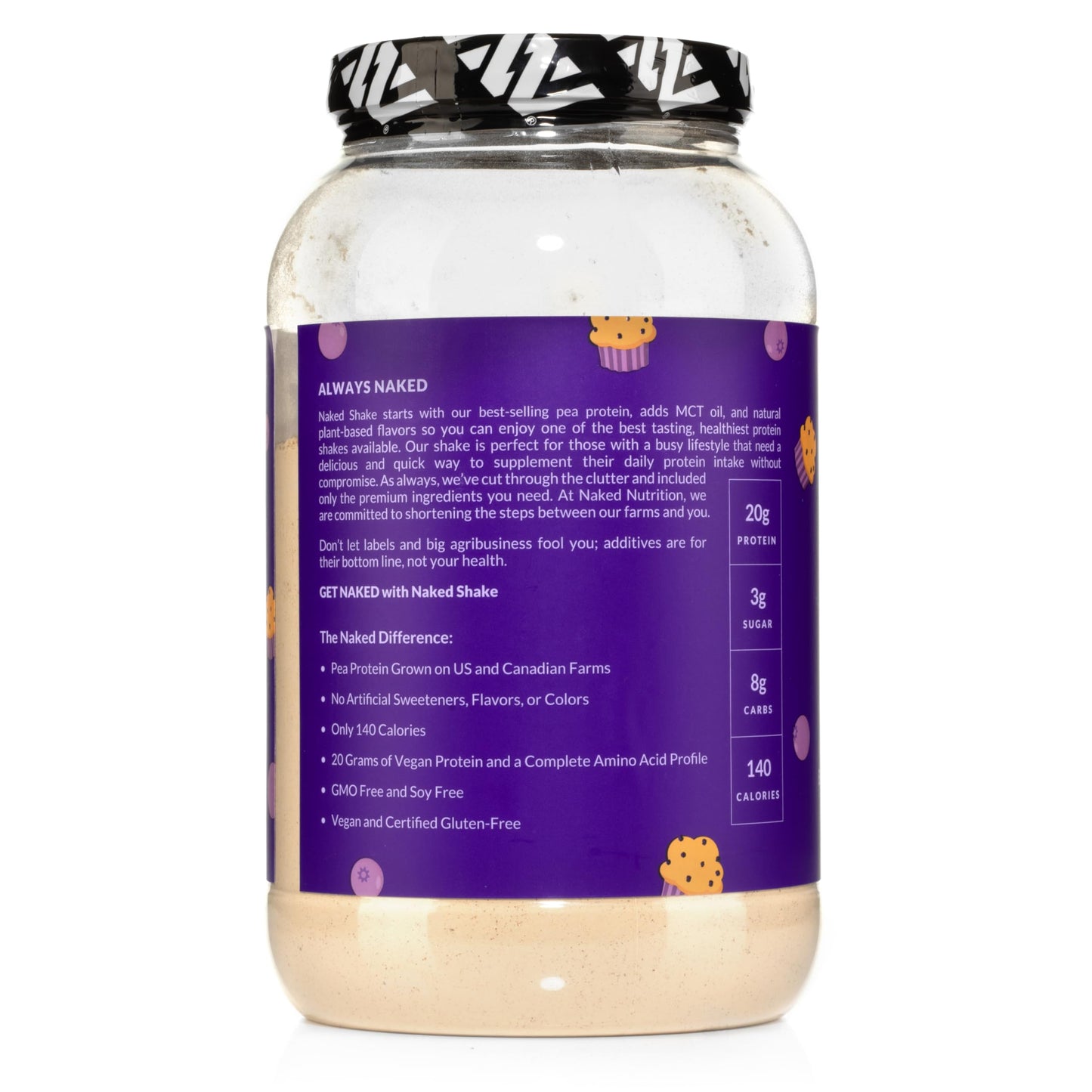 Naked Shake - Blueberry Muffin Protein Powder - Flavored Plant Based Protein Naked NutritionBuy Supplements Australia