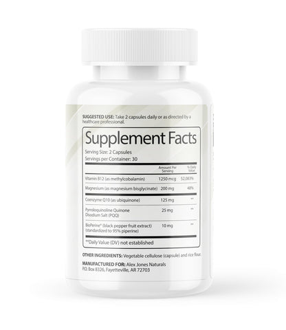 Alex Jones Naturals Methyl Drive Vitamin B Methylated Complex Formula – Mitochondrial Support Supplement w/ CoQ10, PQQ Supplement, Magnesium, B Methylated Complex & BioPerine – 60 Capsules Alex Jones NaturalsBuy Supplements Australia