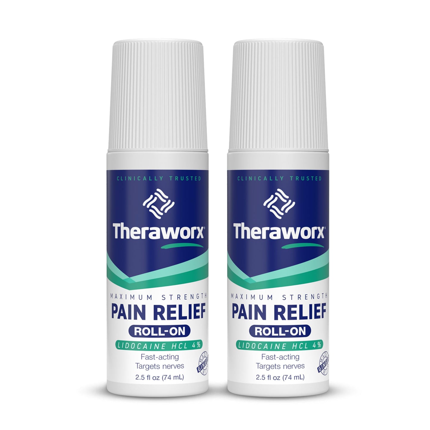 Theraworx Maximum Strength Pain Relief Roll-On with Lidocaine, Fast-Acting - 2.5 Oz - 2 Count TheraworxBuy Supplements Australia