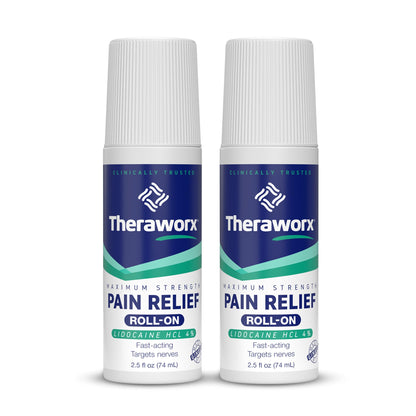 Theraworx Maximum Strength Pain Relief Roll-On with Lidocaine, Fast-Acting - 2.5 Oz - 2 Count TheraworxBuy Supplements Australia