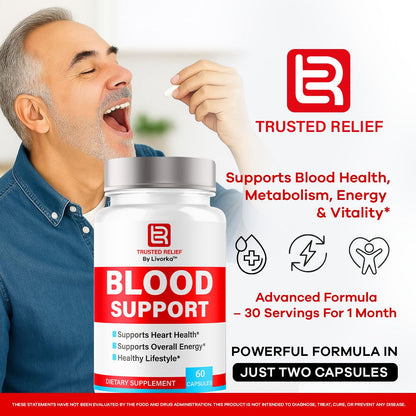 (2 Pack) Trusted Relief Blood Support Capsules - Official TrustedRelief Blood Support Vitamin Pills, Natural Trusted Relief Advanced Premium Formula Wellness & Overal Health, 120 Capsules For 2 Months LIVORKABuy Supplements Australia