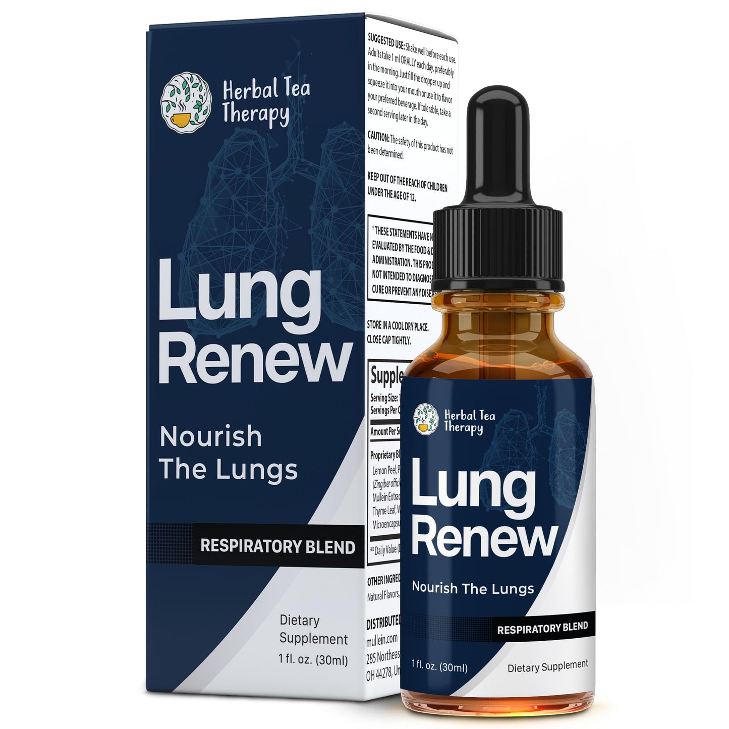 Herbal Tea Therapy Lung Renew Mullein Drops for Lungs (1 fl. oz.): Peppermint, Thyme, & Mullein Leaf Extract for Lungs Detox & Daily Respiratory Comfort - GMO-Free & Made in USA Herbal Tea TherapyBuy Supplements Australia