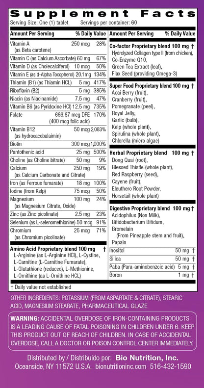 Bio Nutrition Women Wellness Tabs, 60 Count Bio NutritionBuy Supplements Australia