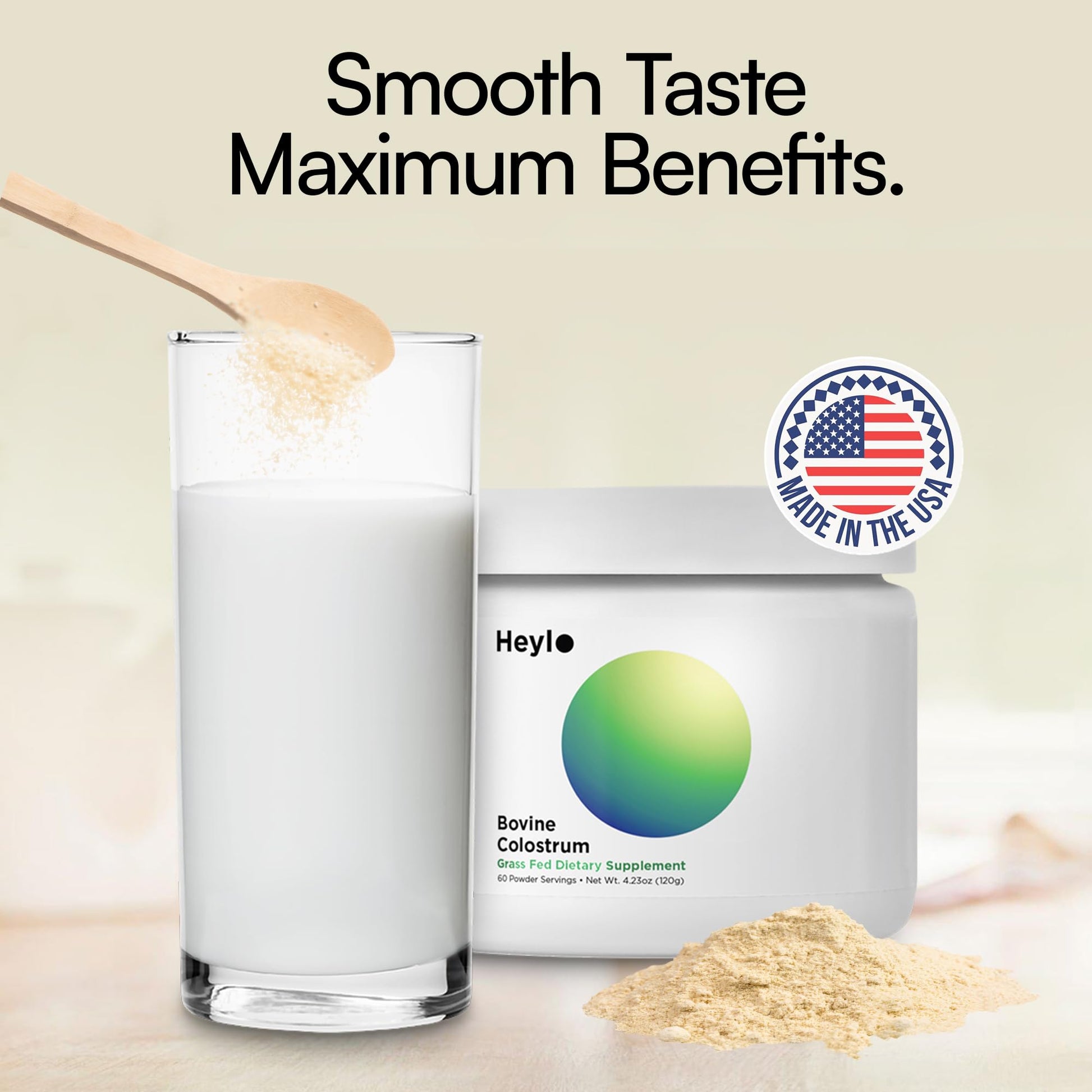 Heylo Premium Colostrum Powder – 100% Pure, Grass-Fed Bovine 40% IgG Supplement, Natural Gut Health Bloating Immunity Skin & Hair, Muscle Recovery, Rich in Immunoglobulins, 60 Servings Heylo HealthBuy Supplements Australia