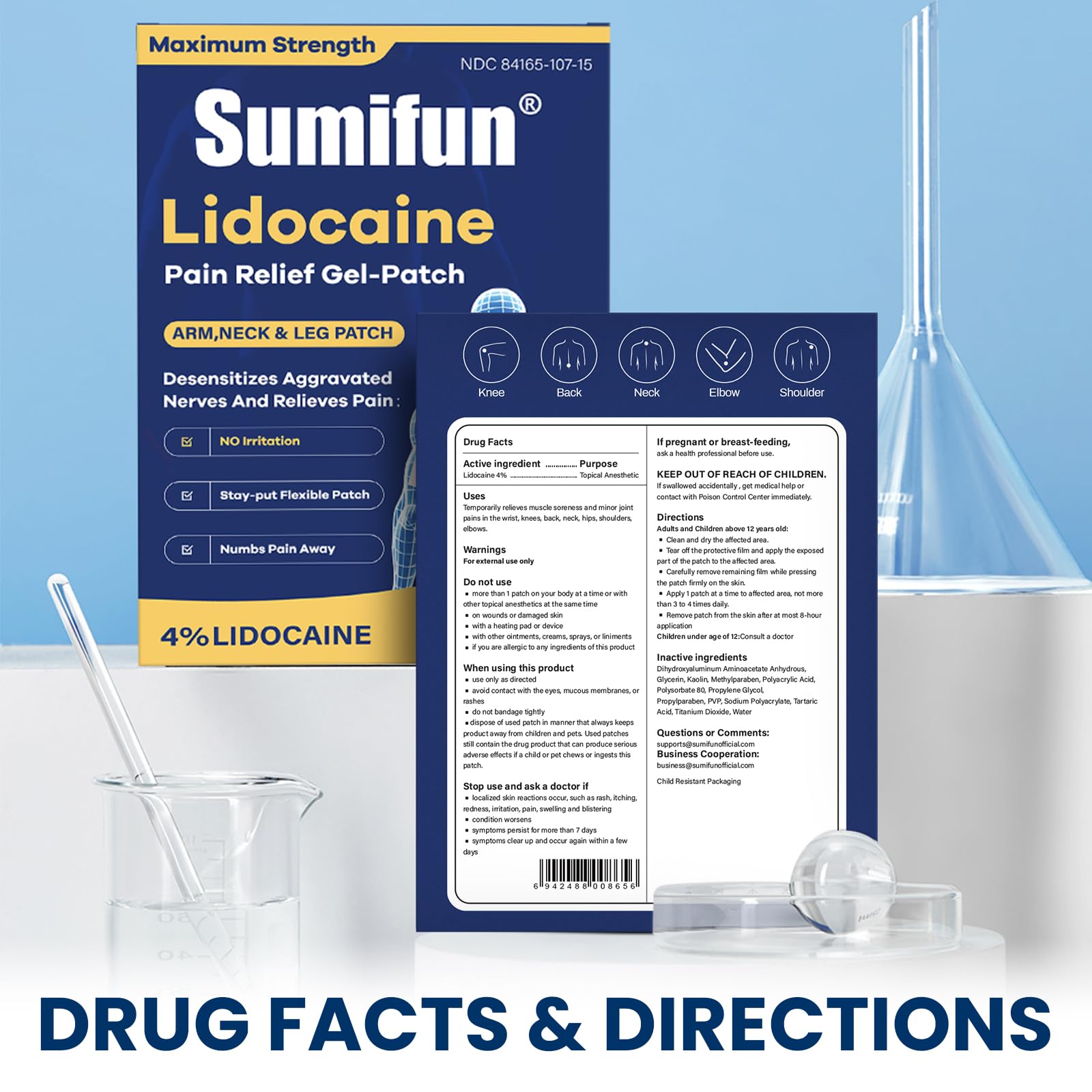 Sumifun Medium Size Lidocaine Patches - Plantar Fasciitis Relief, Foot & Neck & Arm & Small Pain Areas - Maximum OTC Strength - Stays in Place (Small, Count, 15) SumifunBuy Supplements Australia