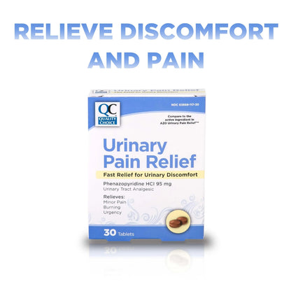 Quality Choice Fast Acting Urinary Pain Relief, Phenazopyridine Hydrochloride 95mg, Relieves UTI Pain, Burning, Frequent Urination, Bladder Discomfort, Urgency. One 30 Tablet Box (30 Total Tablets) Quality ChoiceBuy Supplements Australia