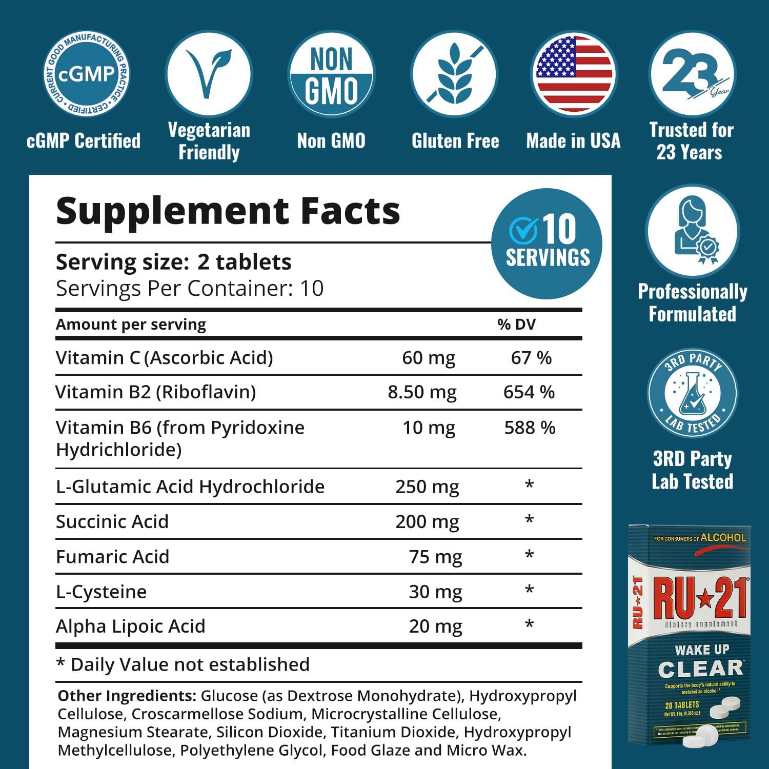 RU-21 The Supplement for When You Want to Drink & Go to Work The Next Morning | Feel Better After Celebrating & Support Your Liver | Trusted for 23+ Years | Made in USA (20 Pills, 10 Servings) RU-21Buy Supplements Australia