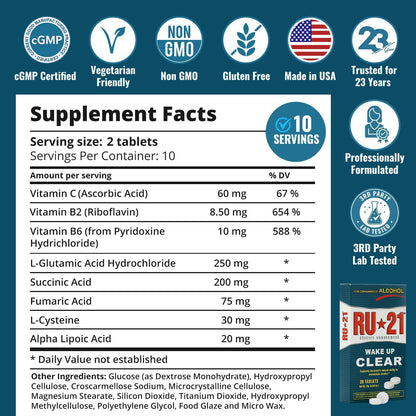 RU-21 The Supplement for When You Want to Drink & Go to Work The Next Morning | Feel Better After Celebrating & Support Your Liver | Trusted for 23+ Years | Made in USA (20 Pills, 10 Servings) RU-21Buy Supplements Australia
