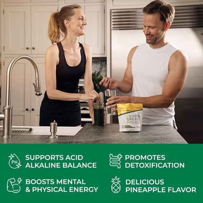 Transformation Super Greens Superfood Green Juice Powder - Immune & Energy Support | Natural Ingredients | Detoxifying & Alkalizing Minerals - Spirulina, Chlorella, Wheatgrass, Spinach, Alfalfa SPR BODYBuy Supplements Australia
