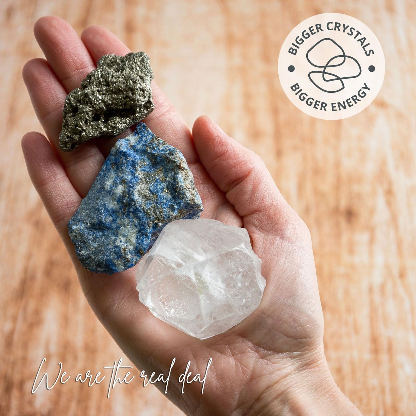 5PCS SAMSARI Abundance XL Crystals Healing Set - (Pyrite, Lapis Lazuli, Clear Quartz), 1 Palo Santo Stick SAMSARIBuy Supplements Australia