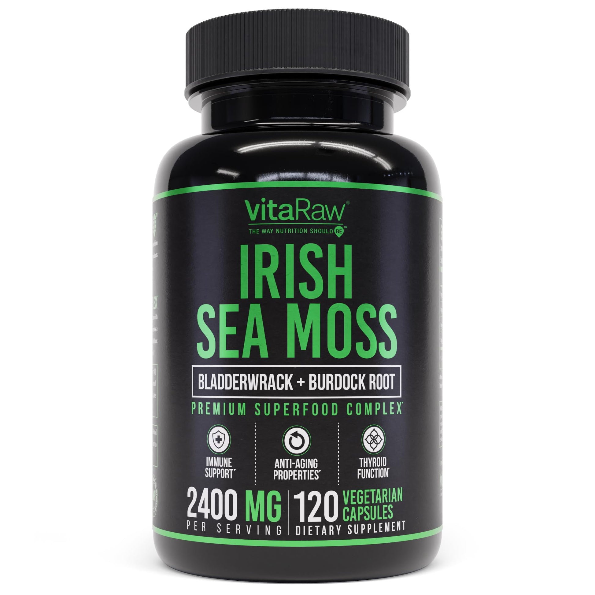 VitaRaw Organic Irish Sea Moss Capsules 2400 mg - Burdock Root and Bladderwrack Powder Real Seamoss Pills for Immune Support, Joint and Gut Health Help - Raw Sea Moss Advanced Herbal Supplement VitaRawBuy Supplements Australia