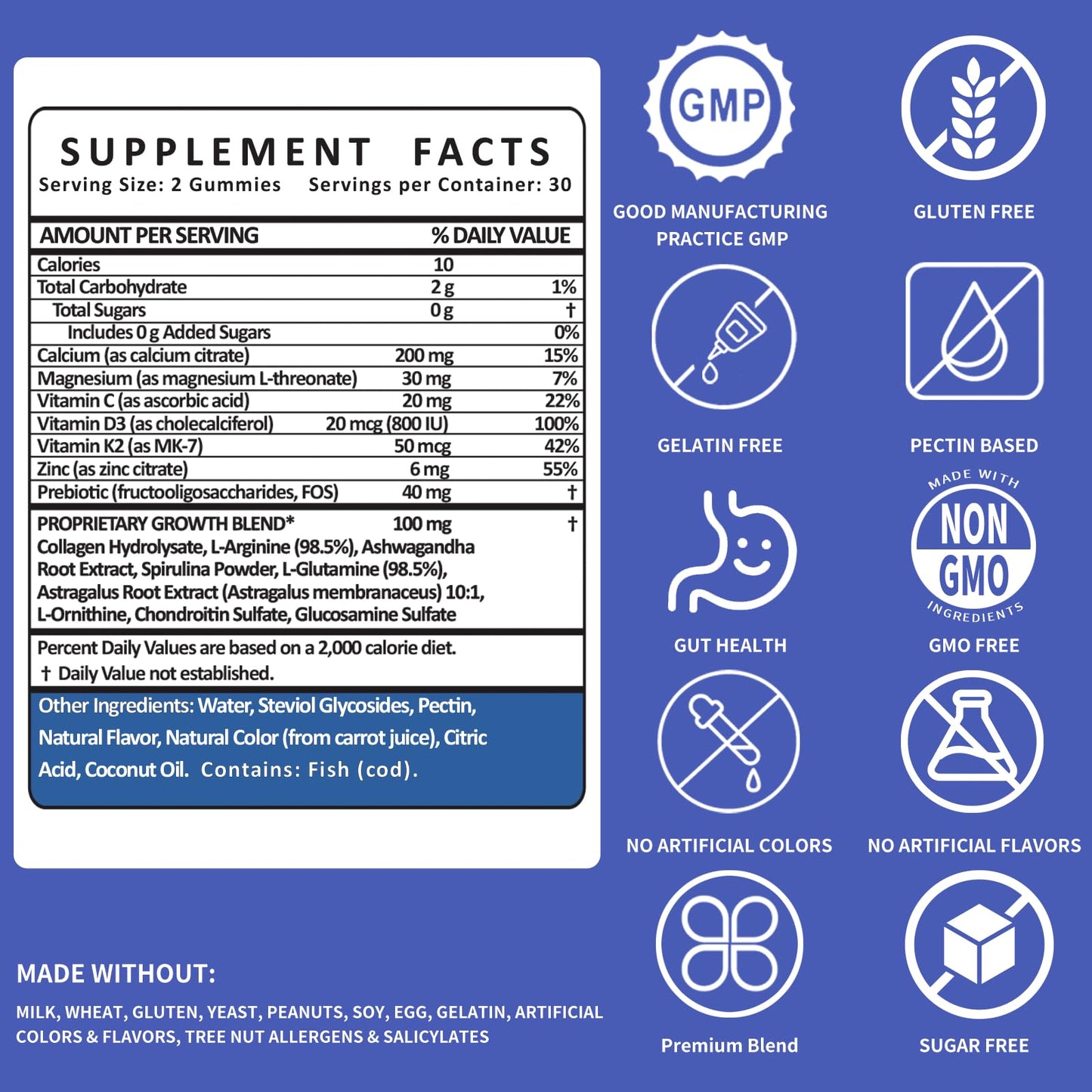 Height Growth Gummies for Kids & Teens – Sugar Free – Calcium, Prebiotic FOS, Magnesium, Vitamin D3, K2, Zinc, Ashwagandha – Bone Strength, Gut Health & Height Support Multivitamin – Strawberry Flavor CheeryLeafBuy Supplements Australia