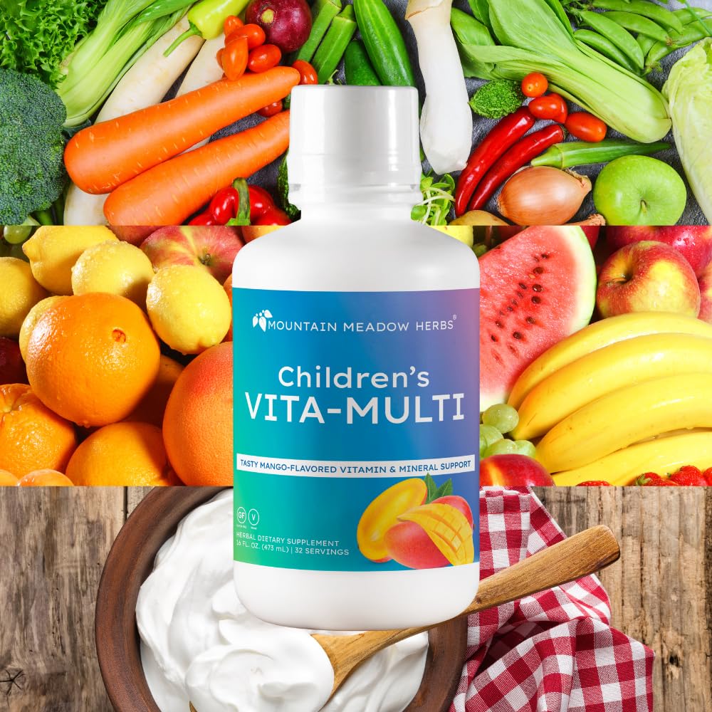 Mountain Meadow Herbs Children's Vita-Multi: Blended Vitamin & Mineral Supplement - Fast Absorbing Liquid Kids Vitamins with Fruits, Greens, and Eye-Protecting Lutein (16 oz.) Mountain Meadow HerbsBuy Supplements Australia