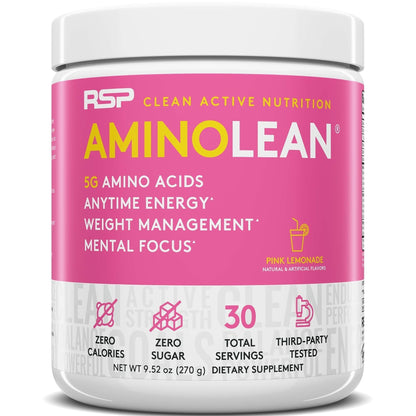RSP NUTRITION AminoLean Pre Workout Energy (Pink Lemonade 30 Servings) with AminoLean Recovery Post Workout Boost (Blood Orange 30 Servings)