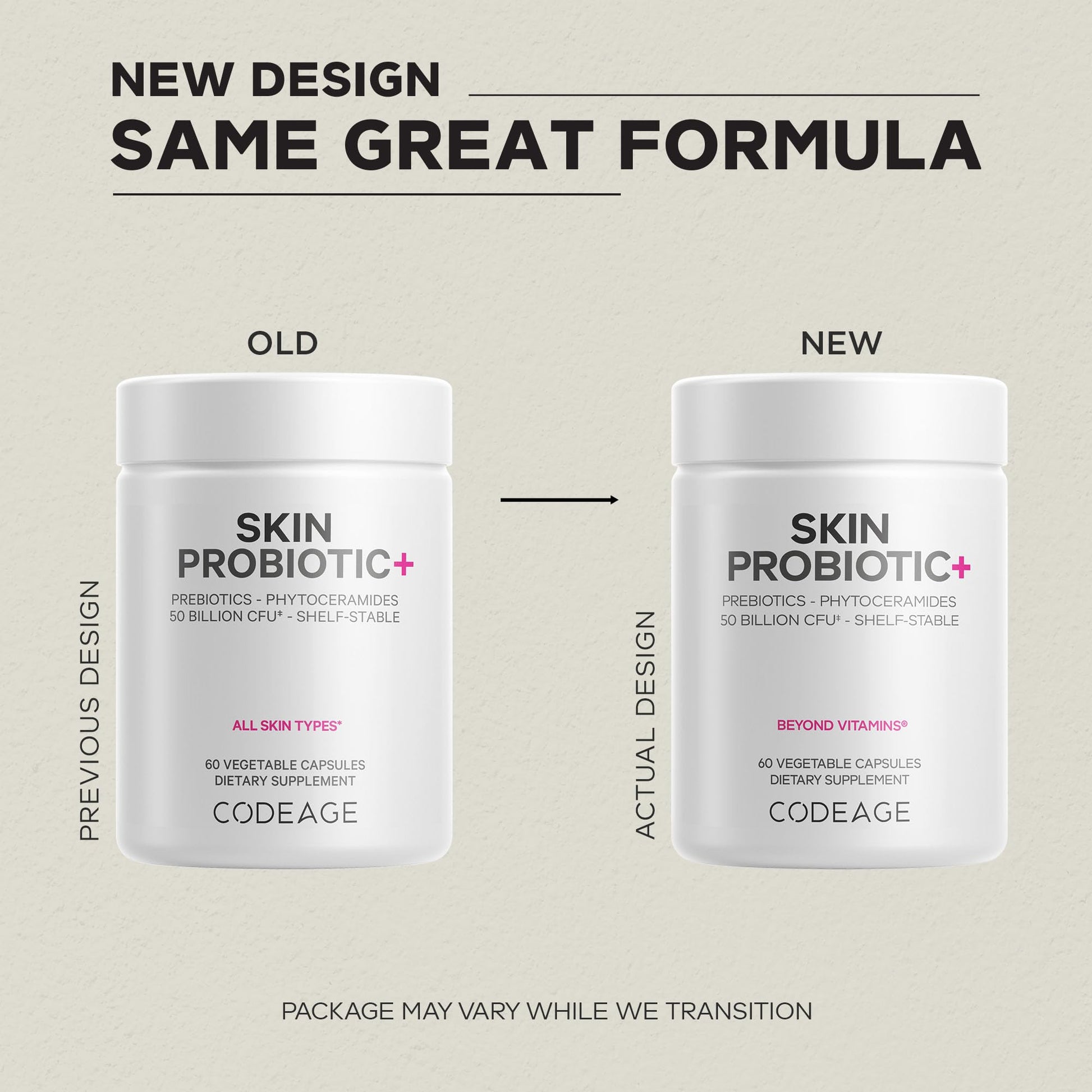 Codeage Skin Probiotics + Prebiotics - Skin Care Routine Supplement - 50 Billion CFU - Ayurvedic Botanical Herbs - Face Probiotics - Shelf Stable Cleanser, Non-GMO, Vegan - 60 Capsules CodeageBuy Supplements Australia