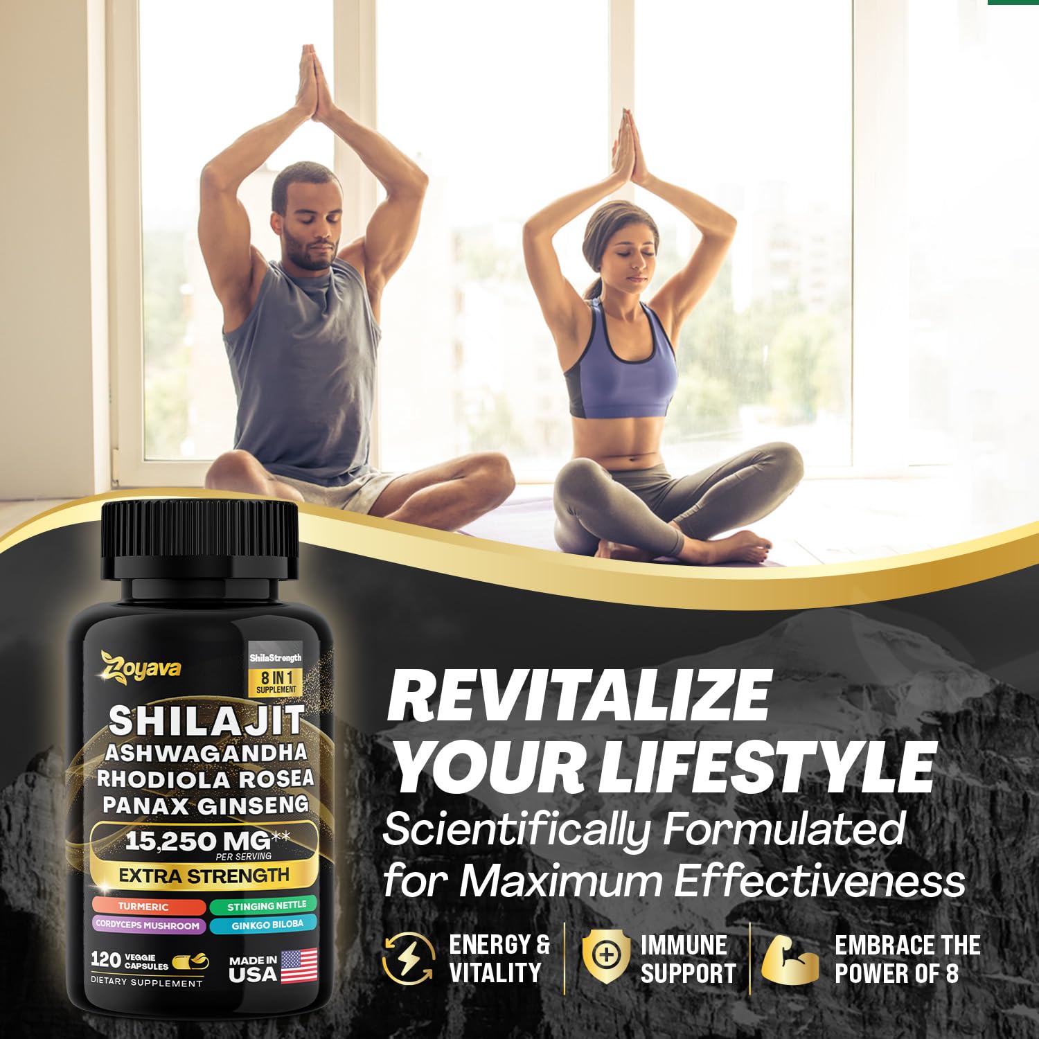 Zoyava Shilajit 9000MG Radiant Health Blend Ashwagandha 2000MG Rhodiola Rosea ZoyavaBuy Supplements Australia