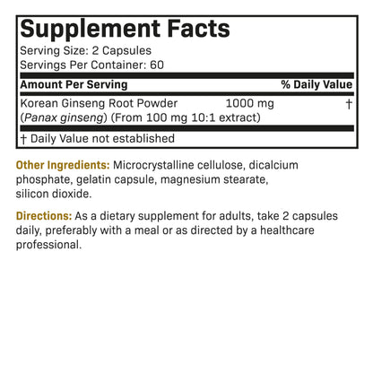 Futurebiotics Korean Panax Ginseng 1000 MG Per Serving Energy, Memory & Brain Health FuturebioticsBuy Supplements Australia