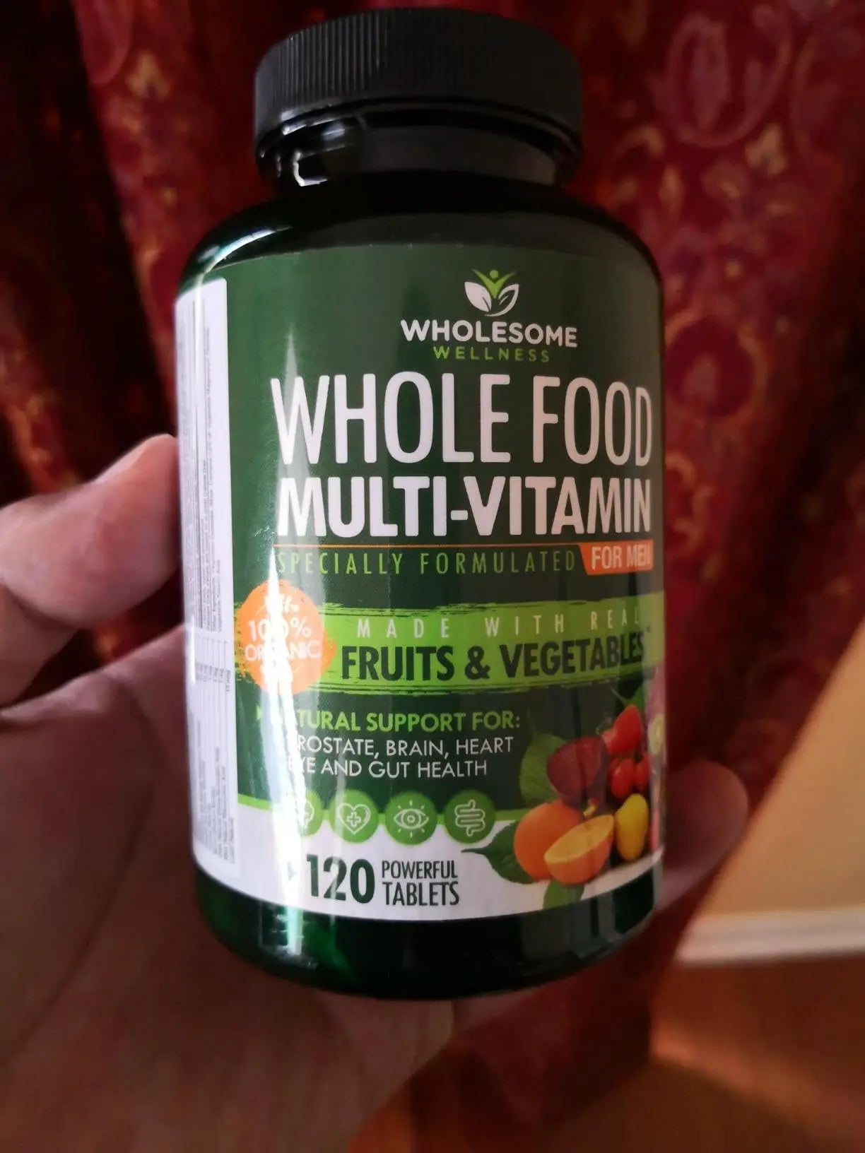 Wholesome Wellness Whole Food Multivitamin for Men - Natural Multi Vitamins, Minerals, Organic Extracts - Vegan Vegetarian - 120 Tablets Wholesome Wellness