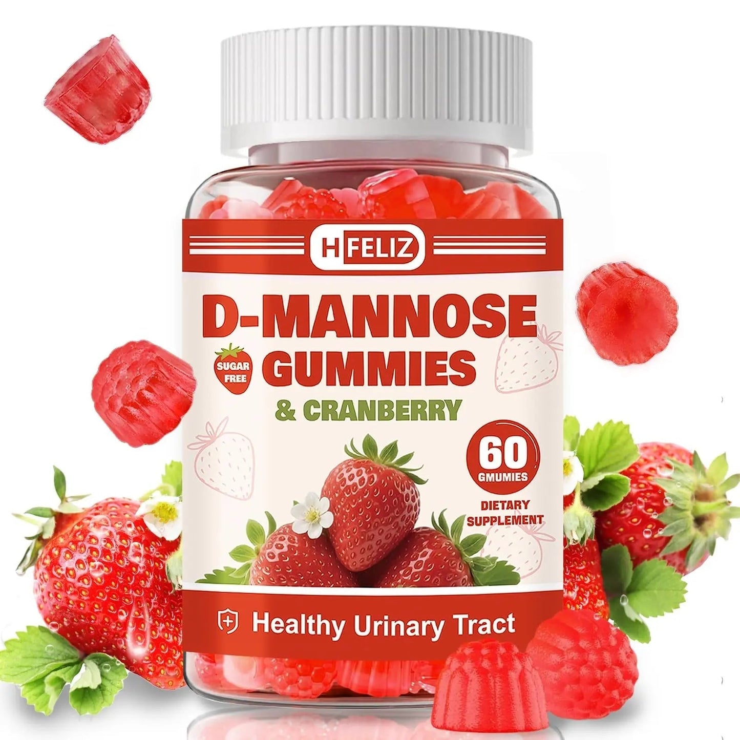 HFELIZ D Mannose with Cranberry Gummies, D-Mannose Supplements 1300mg for Women, Support Natural Urinary Tract & Bladder Health, Sugar-Free, 60 Count HFELIZBuy Supplements Australia
