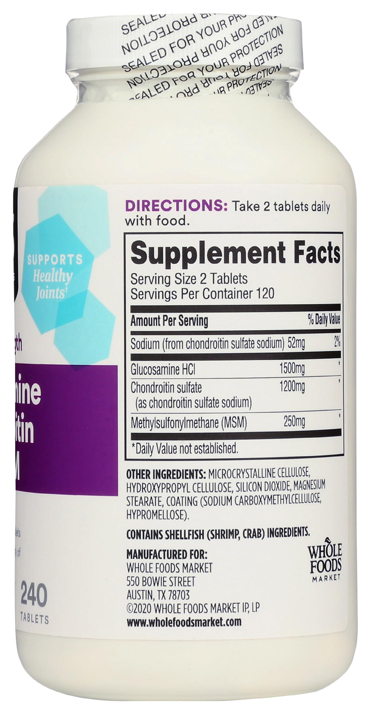 365 by Whole Foods Market, Glucosamine Chondroitin X Strength MSM, 240 Tablets 365 by Whole Foods MarketBuy Supplements Australia