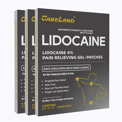 CARELAND Lidocaine Gel Patch, 18 Count Maximum Strength Pain Patches for Muscle Relief in Neck Knee Back and Shoulders Unscented Numbing Patch for Soothing Nerves, Joints CARELANDBuy Supplements Australia