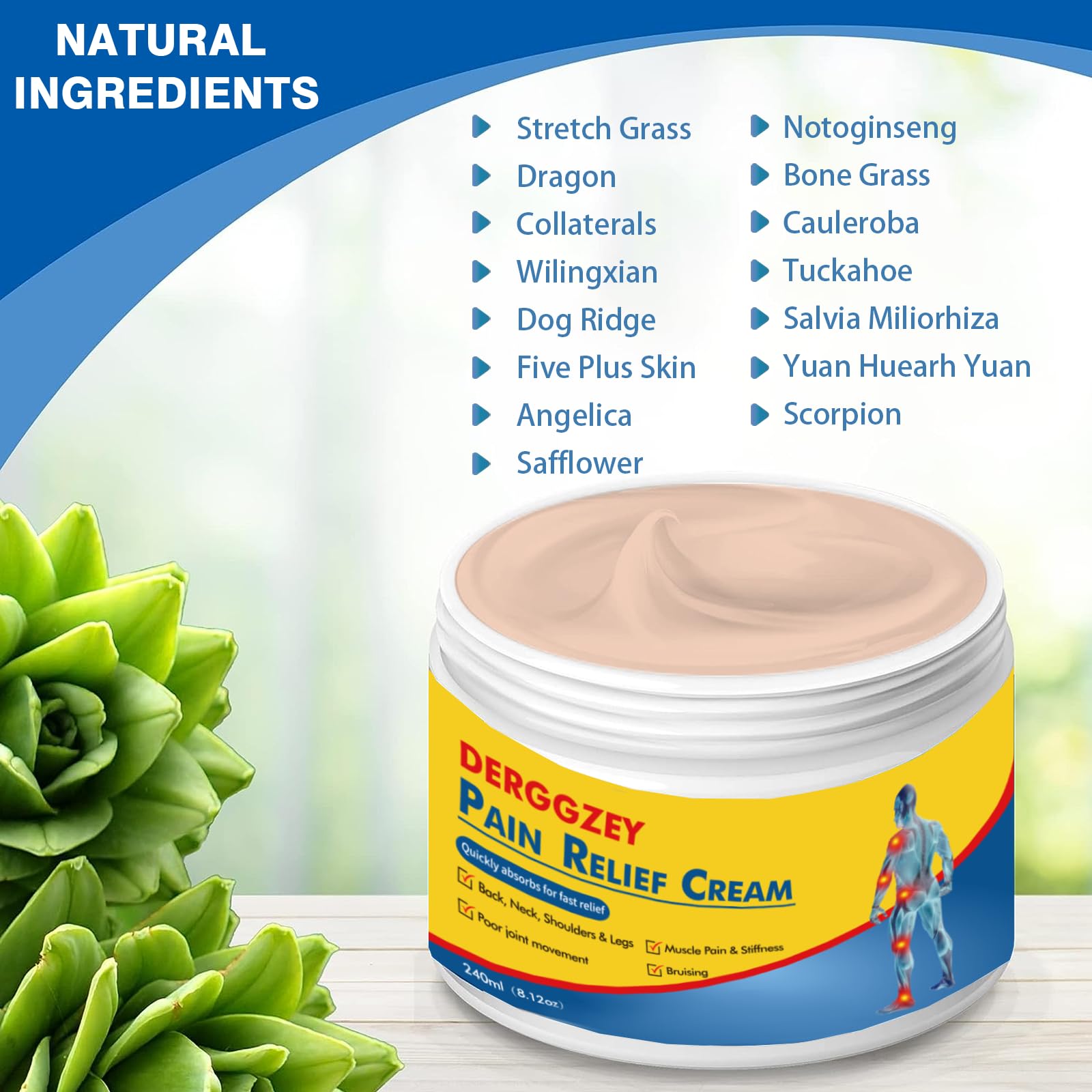Derggzey Naturals Arthritis Pain Relief Cream 8 oz - Maximum Strength Deep Penetrating for Joint, Muscle, Knee, Back, Feet, Hand, Ankle - Effective Soothing DerggzeyBuy Supplements Australia