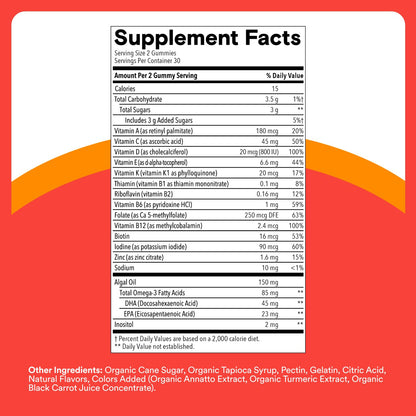 SmartyPants Kids Multivitamin Gummies - Improved Formula: Omega 3 (DHA/EPA), Vitamins D3, C, B12, B6, Vitamin A, K & Zinc SmartyPantsBuy Supplements Australia