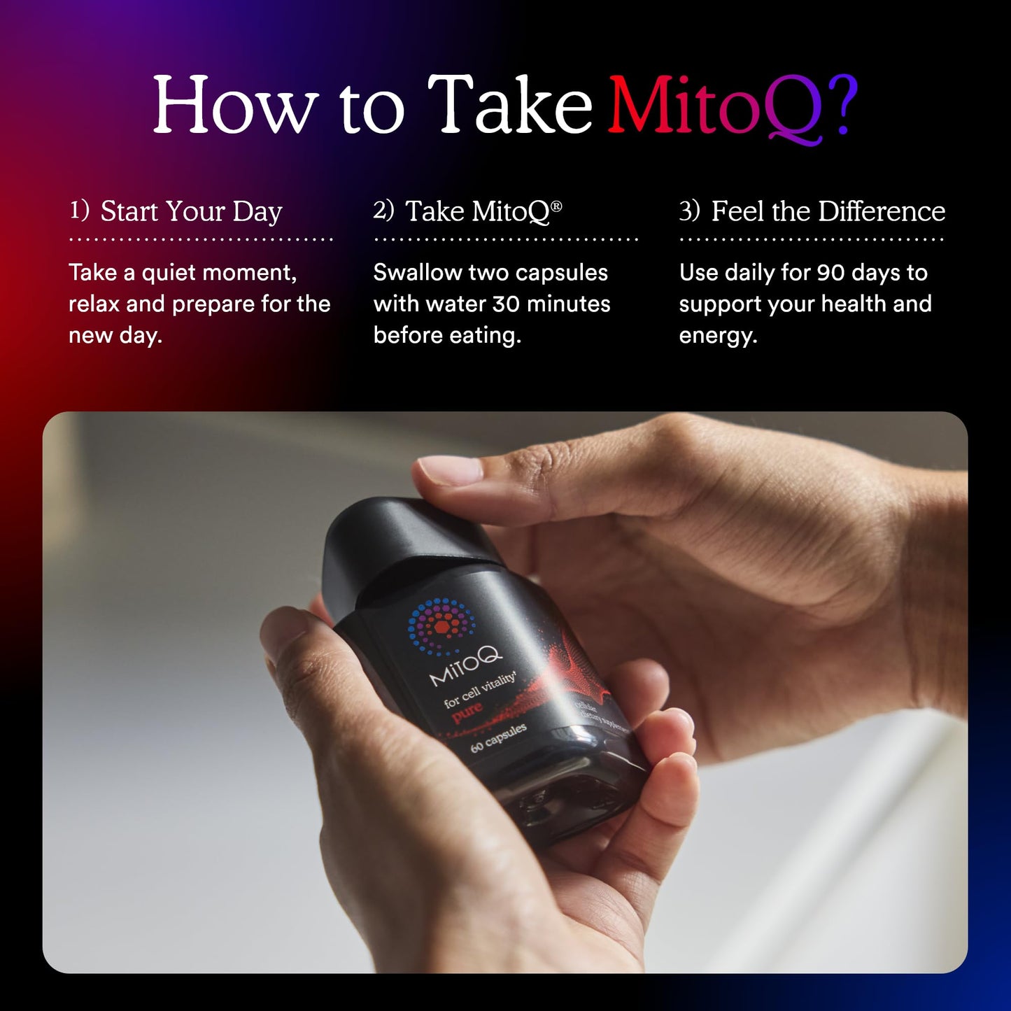 MitoQ Pure Advanced Mitochondria Supplement Superior Bioavailability to CoQ10 | Reduces Free Radical Damage for Healthy Aging, Metabolism, Heart Health, Energy, Strength & Mobility MitoQBuy Supplements Australia
