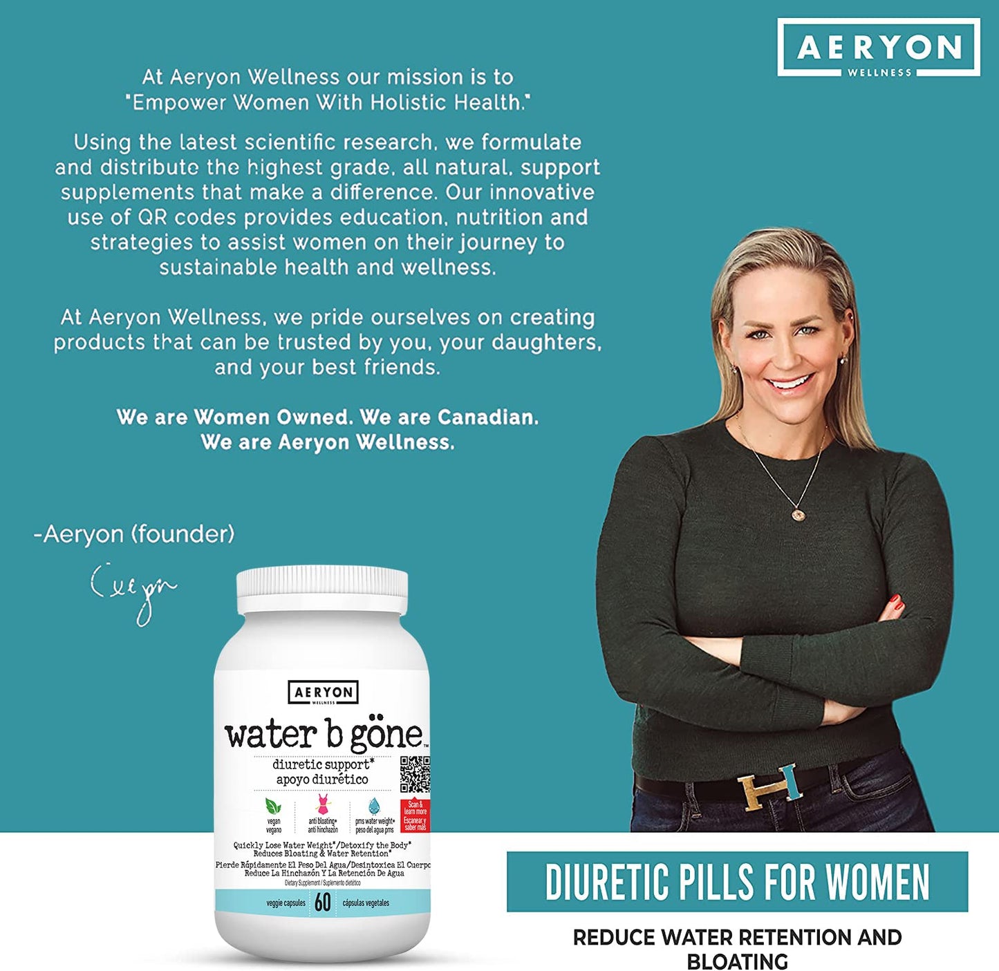 Water B Gone – Diuretic Pills for Women – Reduce Water Retention and Bloating – Find PMS Aeryon Ashlie WellnessBuy Supplements Australia