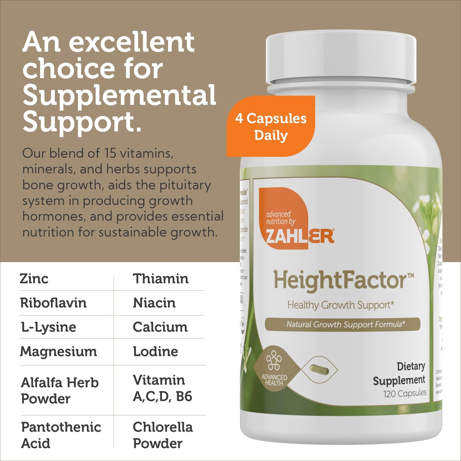 Zahler - Height Factor Healthy Growth Support Vitamin & Mineral Capsules (120 Count) - Kosher Height & Growth Supplement for Kids, Teens & Young Adults - Grow Taller Growth Hormone Support Nutrients ZahlerBuy Supplements Australia