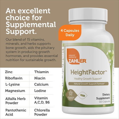 Zahler - Height Factor Healthy Growth Support Vitamin & Mineral Capsules (120 Count) - Kosher Height & Growth Supplement for Kids, Teens & Young Adults - Grow Taller Growth Hormone Support Nutrients ZahlerBuy Supplements Australia