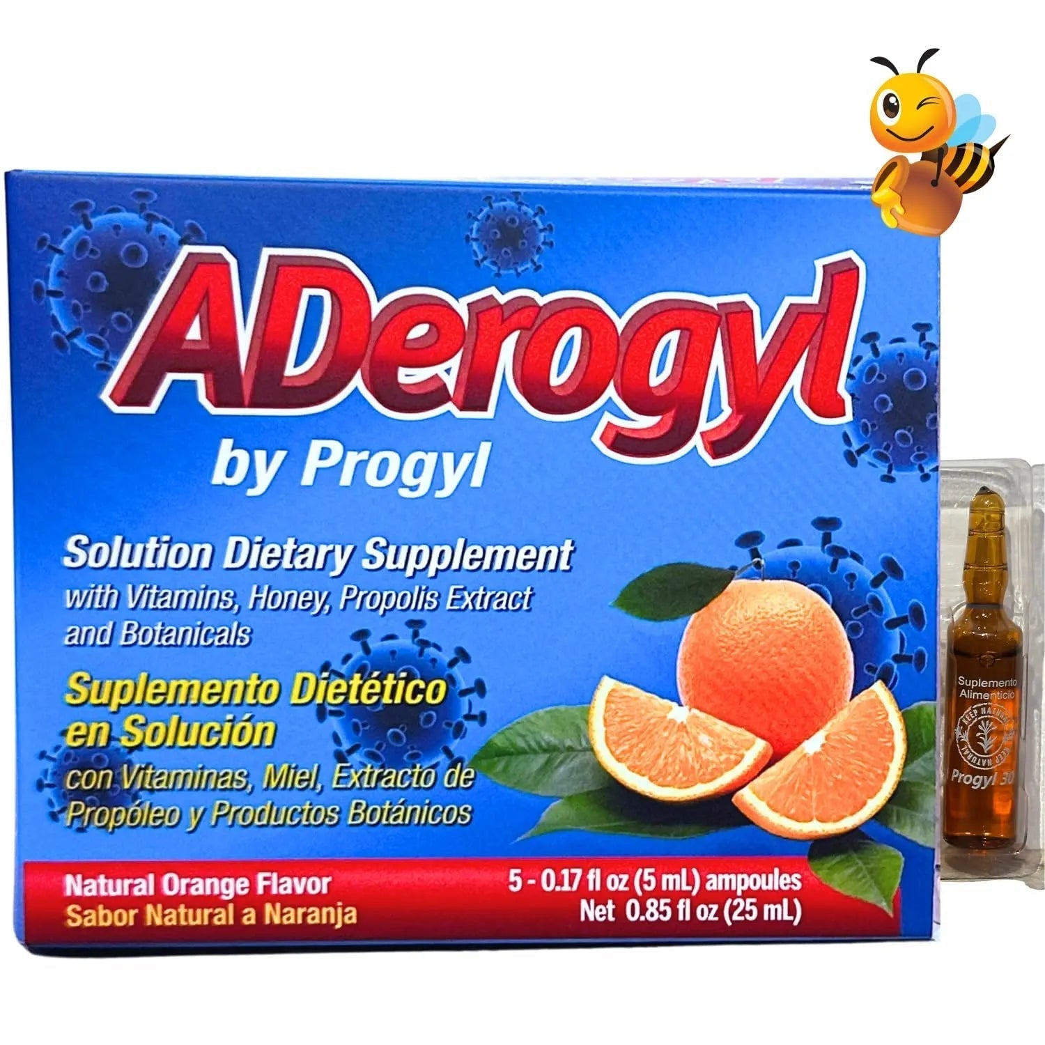 Aderogyl Oral Liquid Vitamins with A, C, D, E, Zinc, Bee Honey, Propolis, and Botanical Extracts - Natural Orange Flavor AderogylBuy Supplements Australia