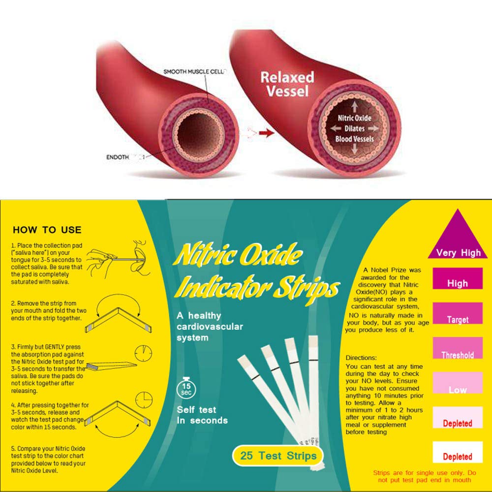 Nitric Oxide Test Strips [25strips]- Nitric Oxide Indicator Strips Work by Measuring The TONNYLABBuy Supplements Australia