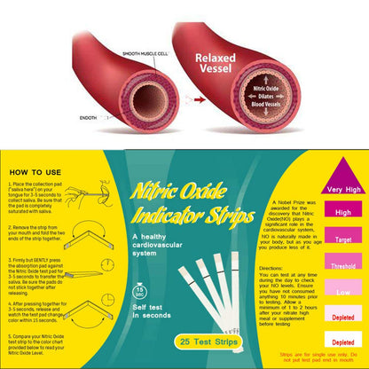 Nitric Oxide Test Strips [25strips]- Nitric Oxide Indicator Strips Work by Measuring The TONNYLABBuy Supplements Australia