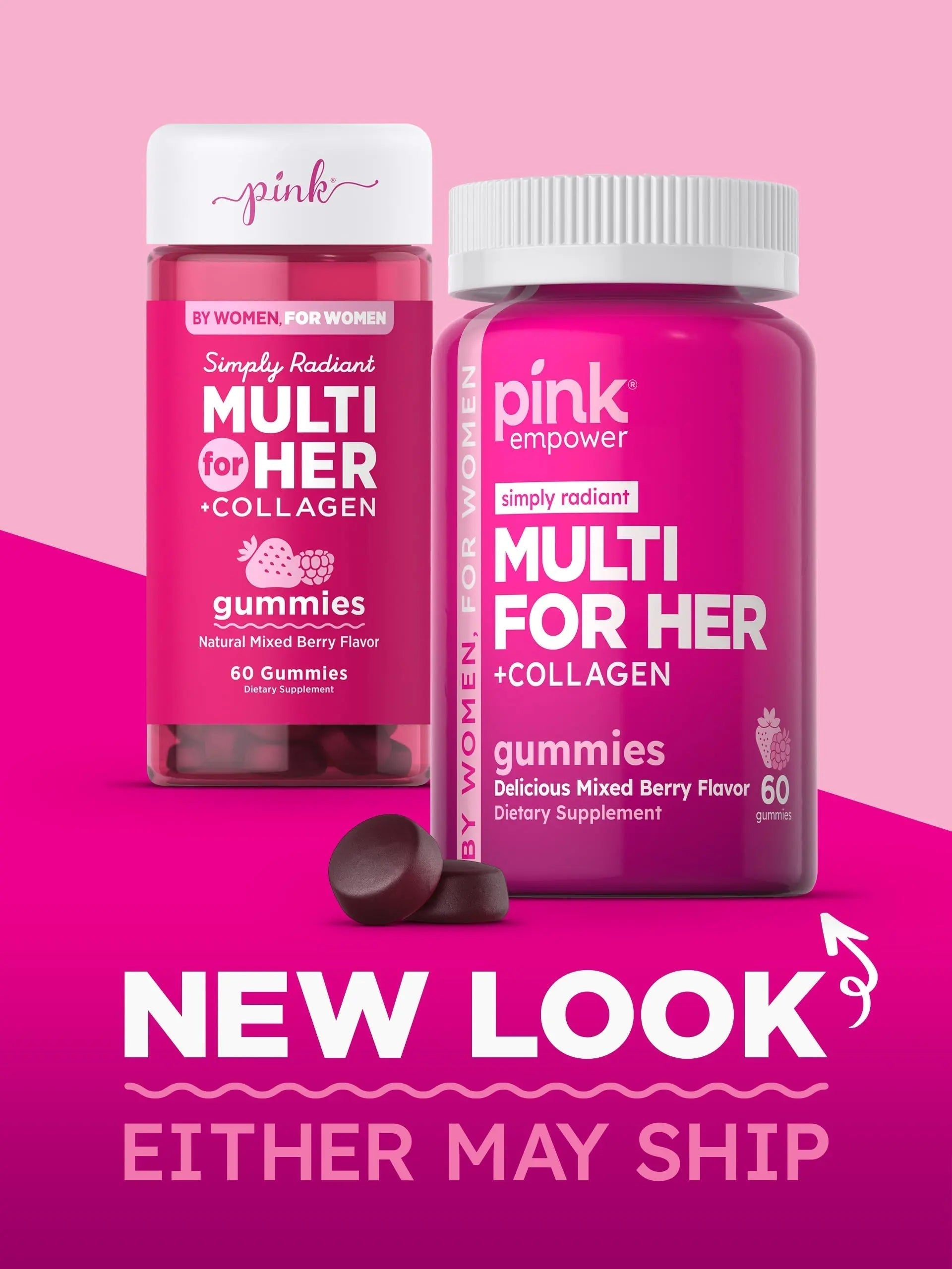 PINK Multivitamin Gummies for Women | Non-GMO & Gluten Free | Plus Collagen & Biotin | Mixed Berry Flavor PINKBuy Supplements Australia