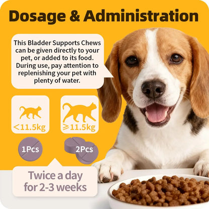 Cassiel Pet Bladder Supports Chews for Urinary Tract Health, Infection Treatments, Bladder Health, Dog UTI, Bladder Stones, Incontinence Support, Urinary Pain Relief for Cat & Dog 10 Chews (1 Bottle) Cassiel petBuy Supplements Australia