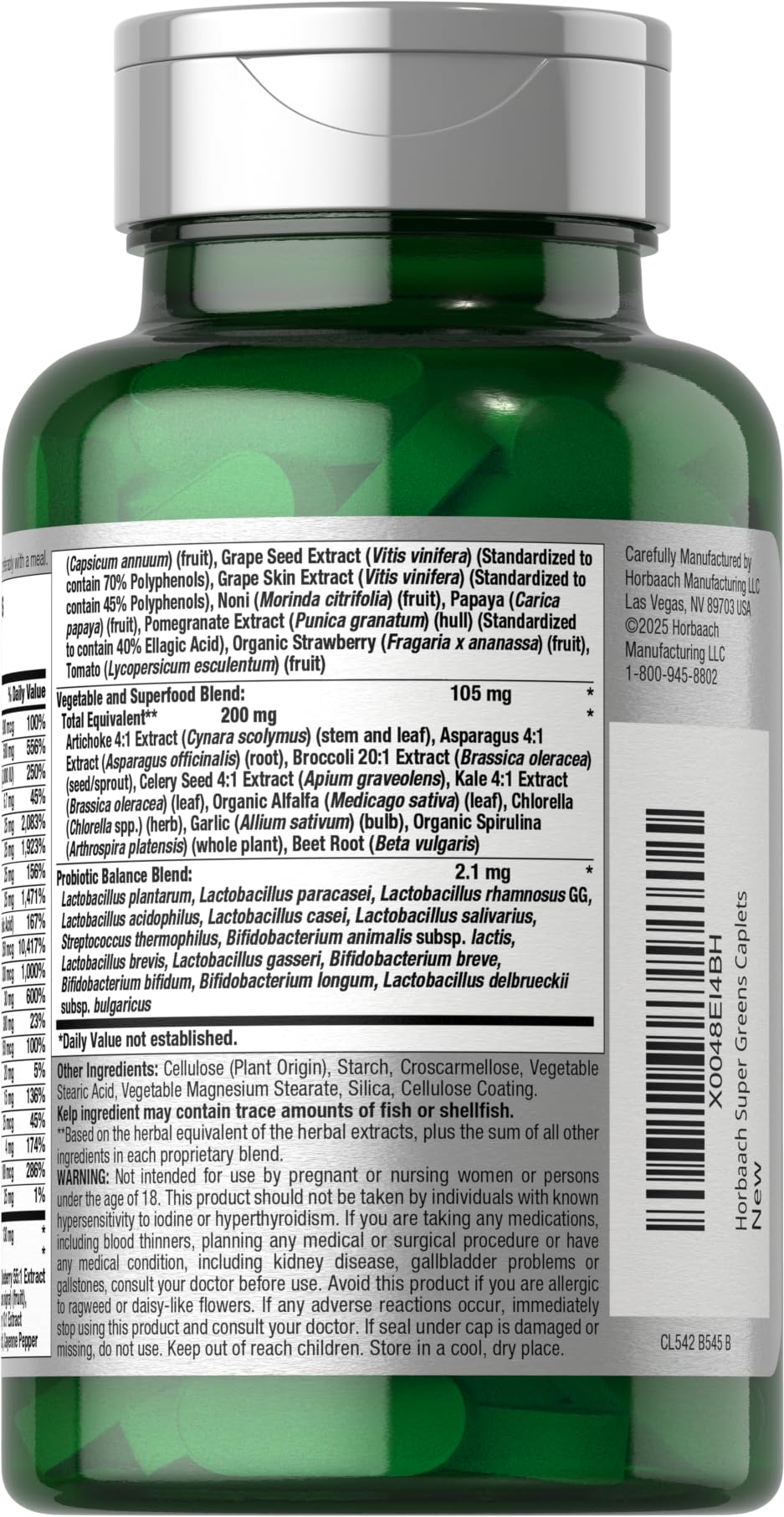 Horbäach Super Greens Supplement with Probiotics | 150 Caplets | Non-GMO, and Gluten Free HorbäachBuy Supplements Australia